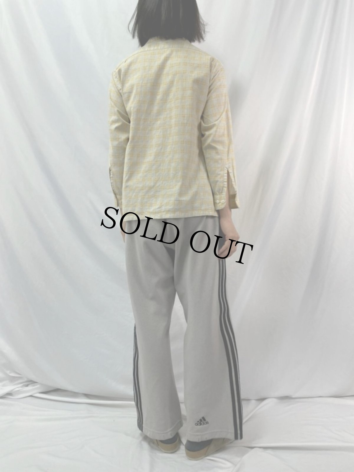 画像4: 60's WRINKLE-SHED チェック柄 オープンカラーコットンシャツ (4)