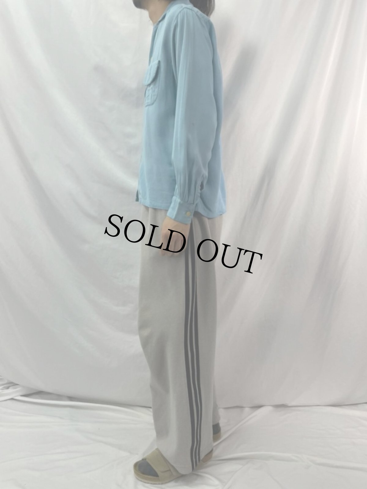 画像3: 60's レーヨンギャバジン オープンカラーシャツ M (3)