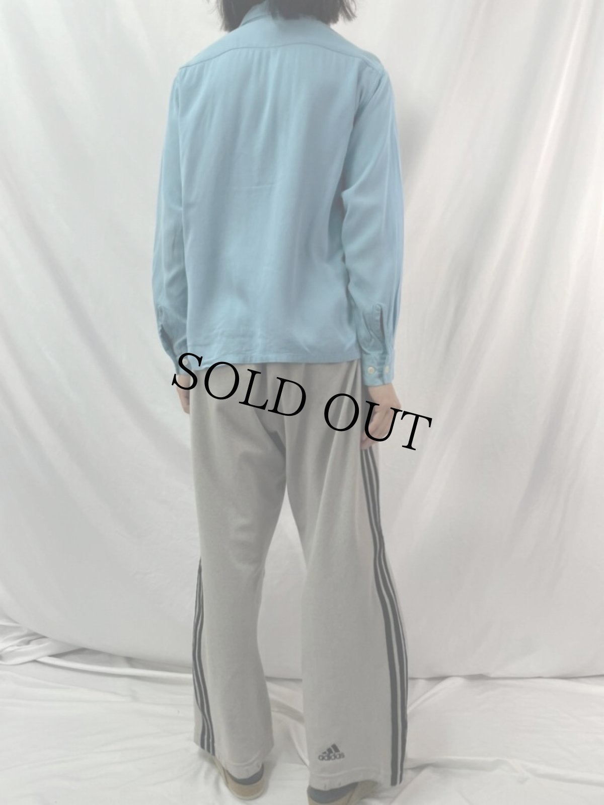 画像4: 60's レーヨンギャバジン オープンカラーシャツ M (4)