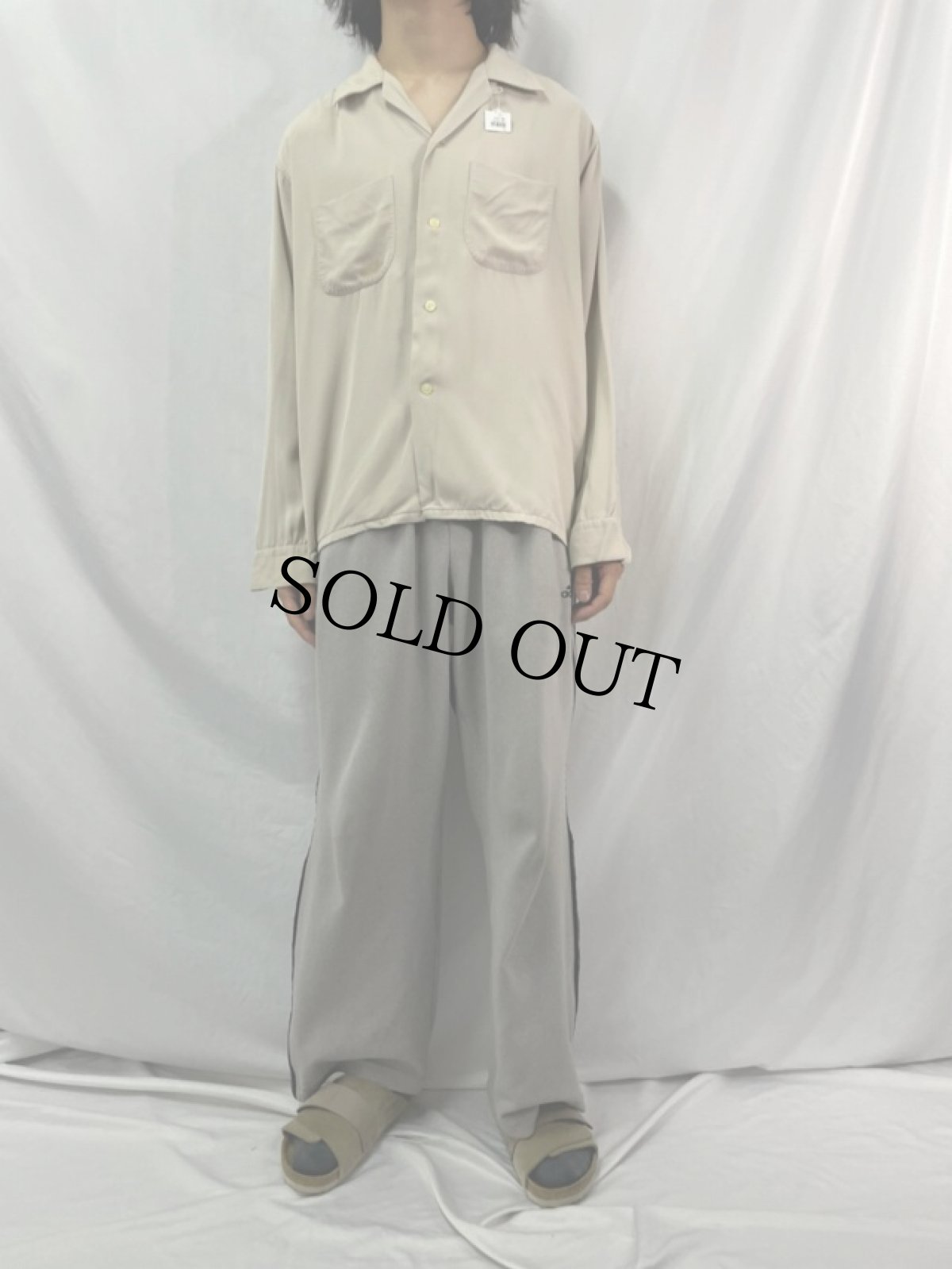 画像2: 50's TruVal レーヨンギャバジン オープンカラーシャツ XL (2)