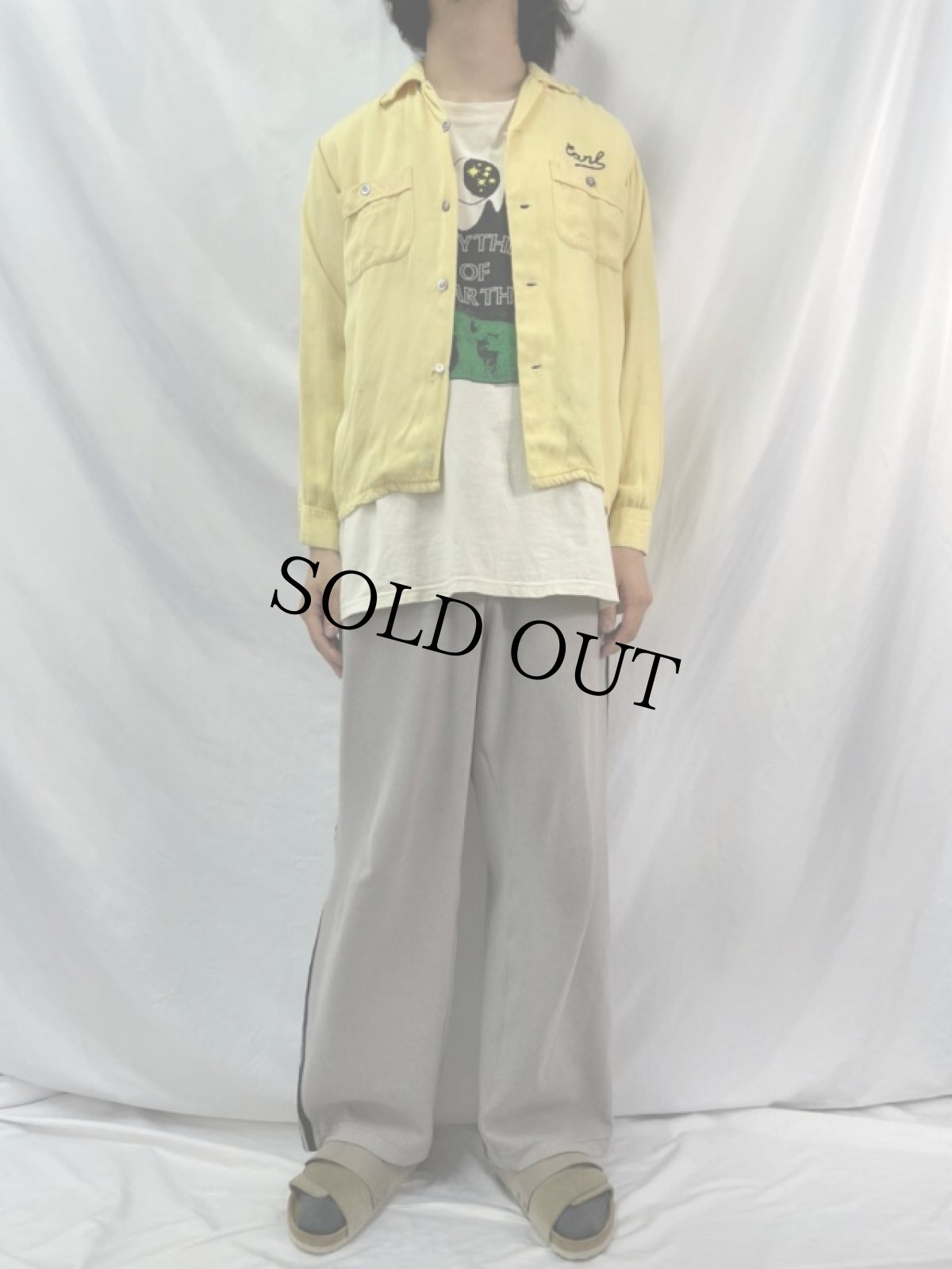 画像3: 50's Sire "Kar Fil 52 Special" チェーン刺繍 オープンカラーレーヨンシャツ S (3)