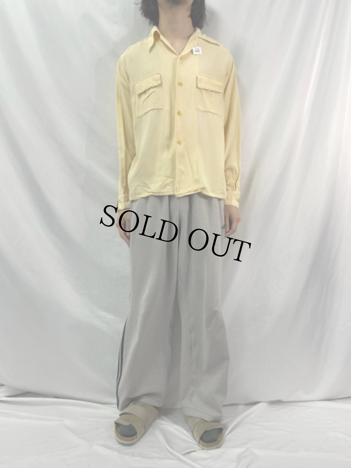 画像2: 40's TOWNCRAFT DELUXE オープンカラーコットンシャツ M (2)