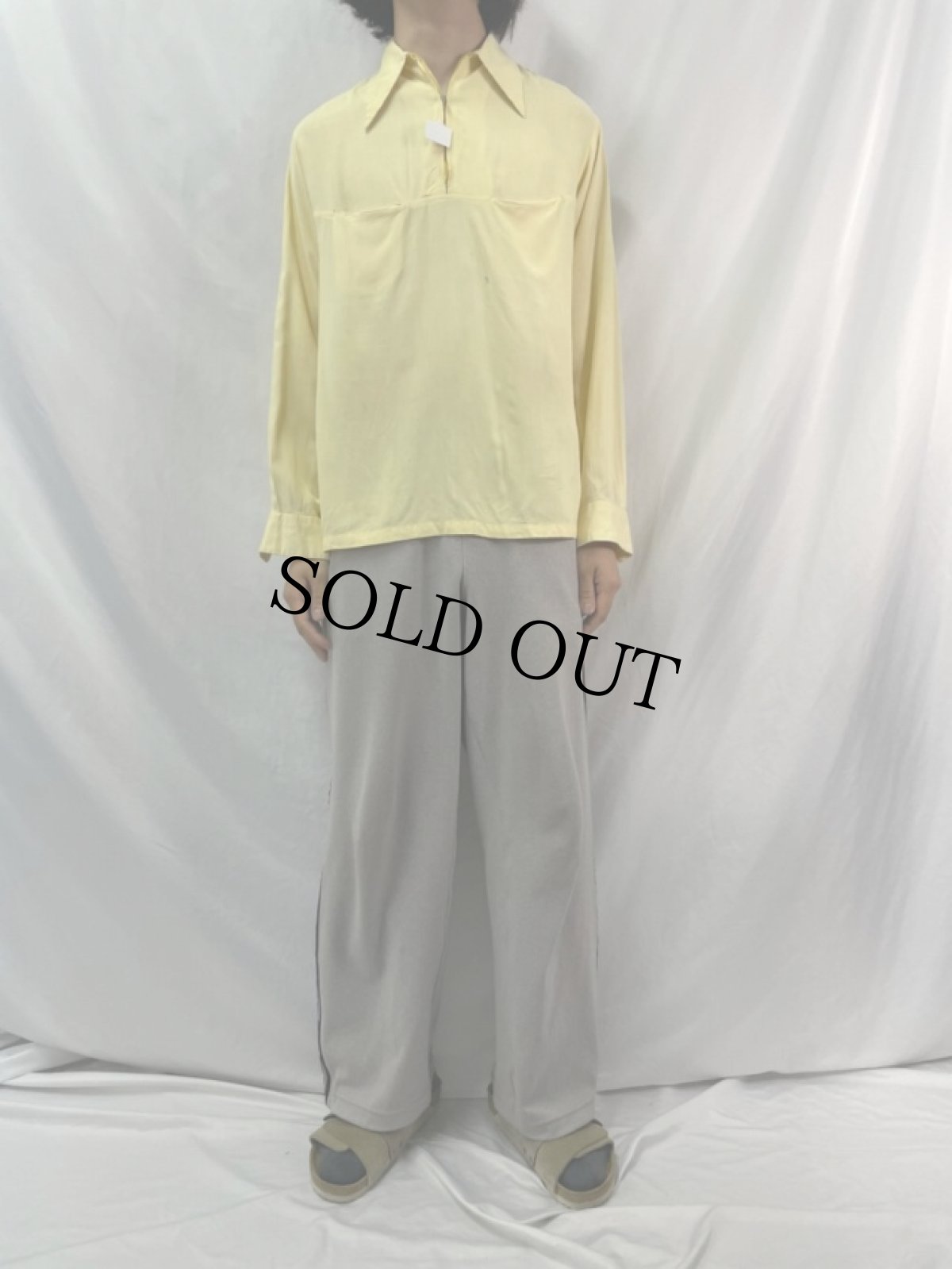 画像2: 60's LaSalle ハーフジップ プルオーバーレーヨンシャツ M (2)