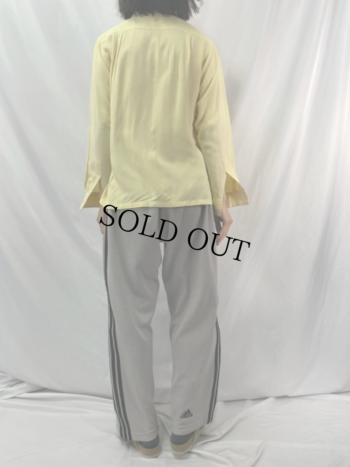 画像4: 60's LaSalle ハーフジップ プルオーバーレーヨンシャツ M (4)