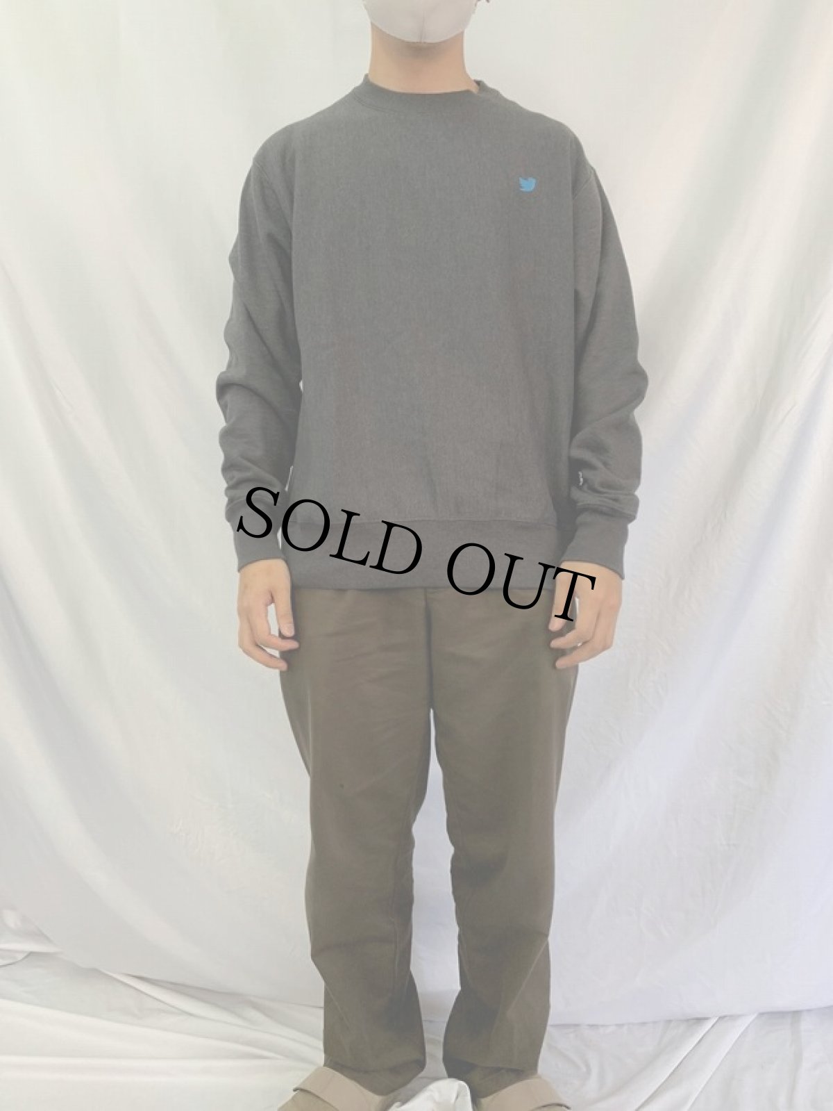 画像2: Champion REVERSE WEAVE "twitter" ロゴ刺繍スウェット L (2)