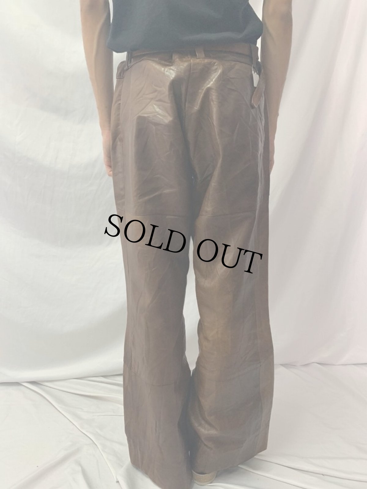 画像4: 70's レザーフレアパンツ W34 (4)