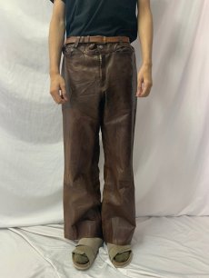 画像2: 70's レザーフレアパンツ W34 (2)