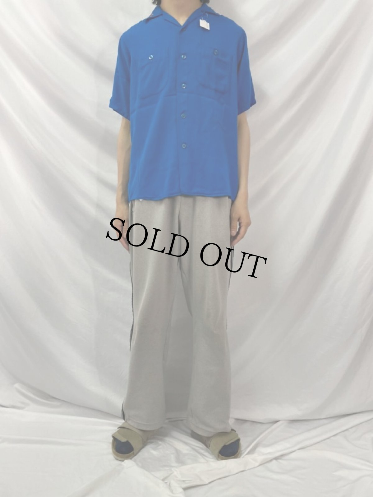 画像2: 60's King Louie "O.K Tire Stores" チェーン刺繍 レーヨンボーリングシャツ M (2)