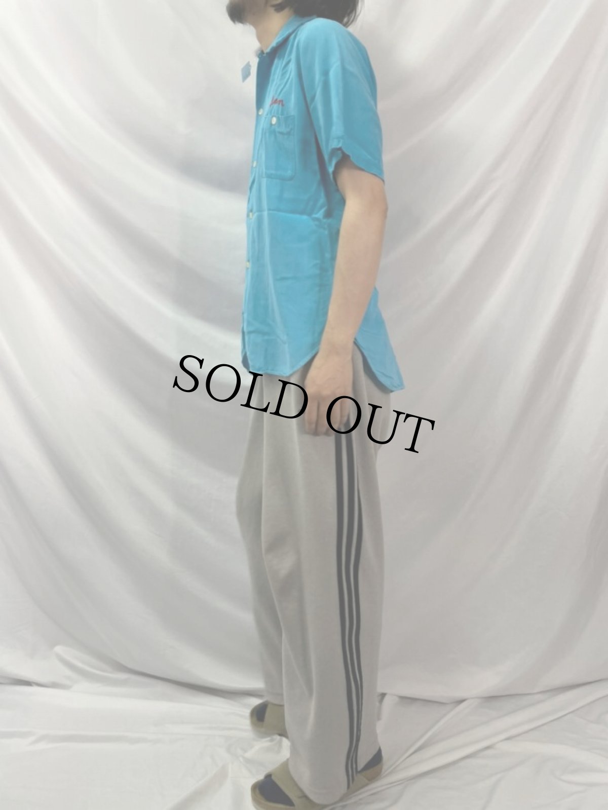 画像3: 50's Swingstar チェーン刺繍 "フリーダムスリーブ" レーヨンボーリングシャツ L (3)