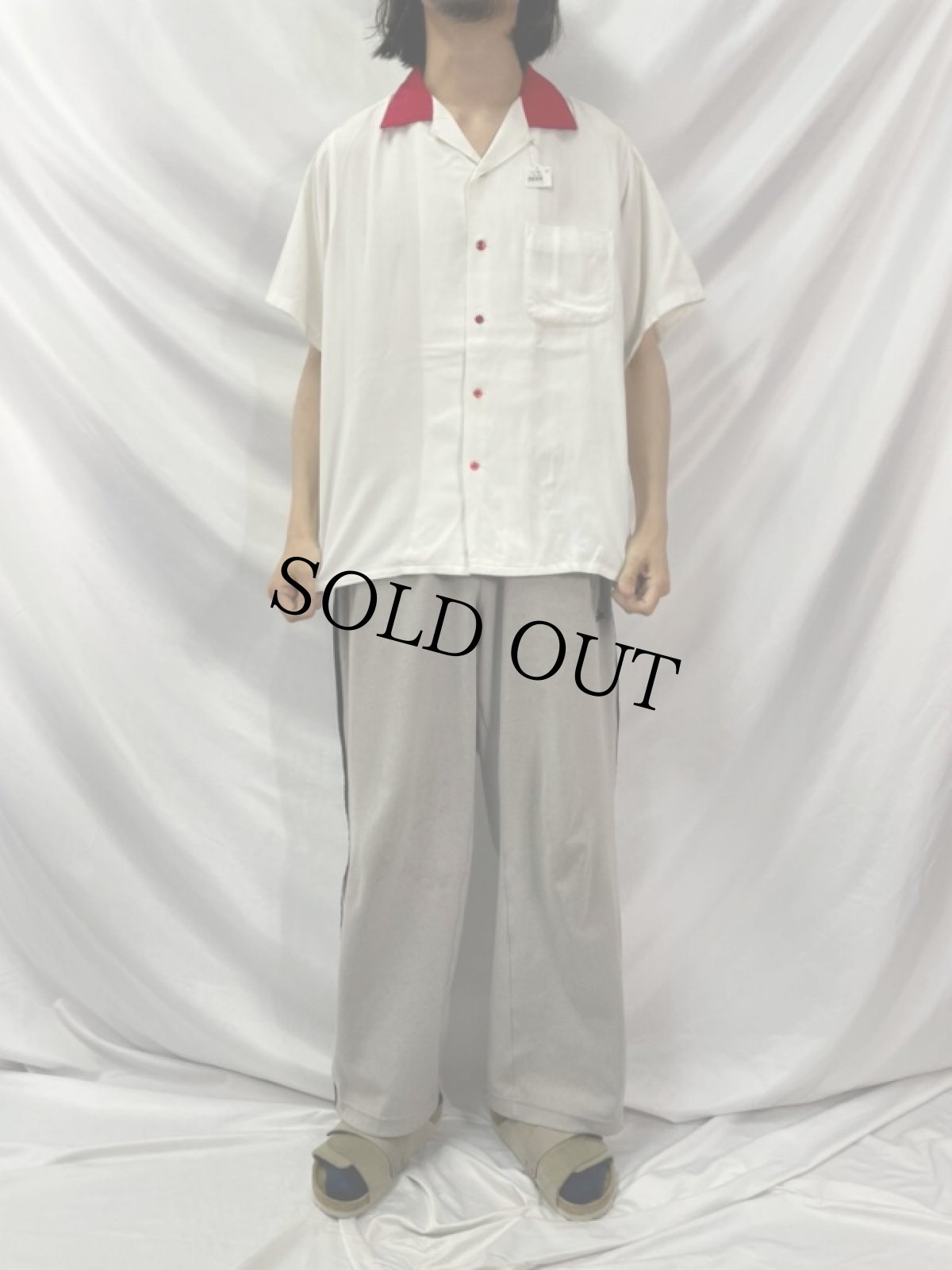 画像2: 50〜60's King Louie USA製 2トーン オープンカラーレーヨンシャツ L (2)