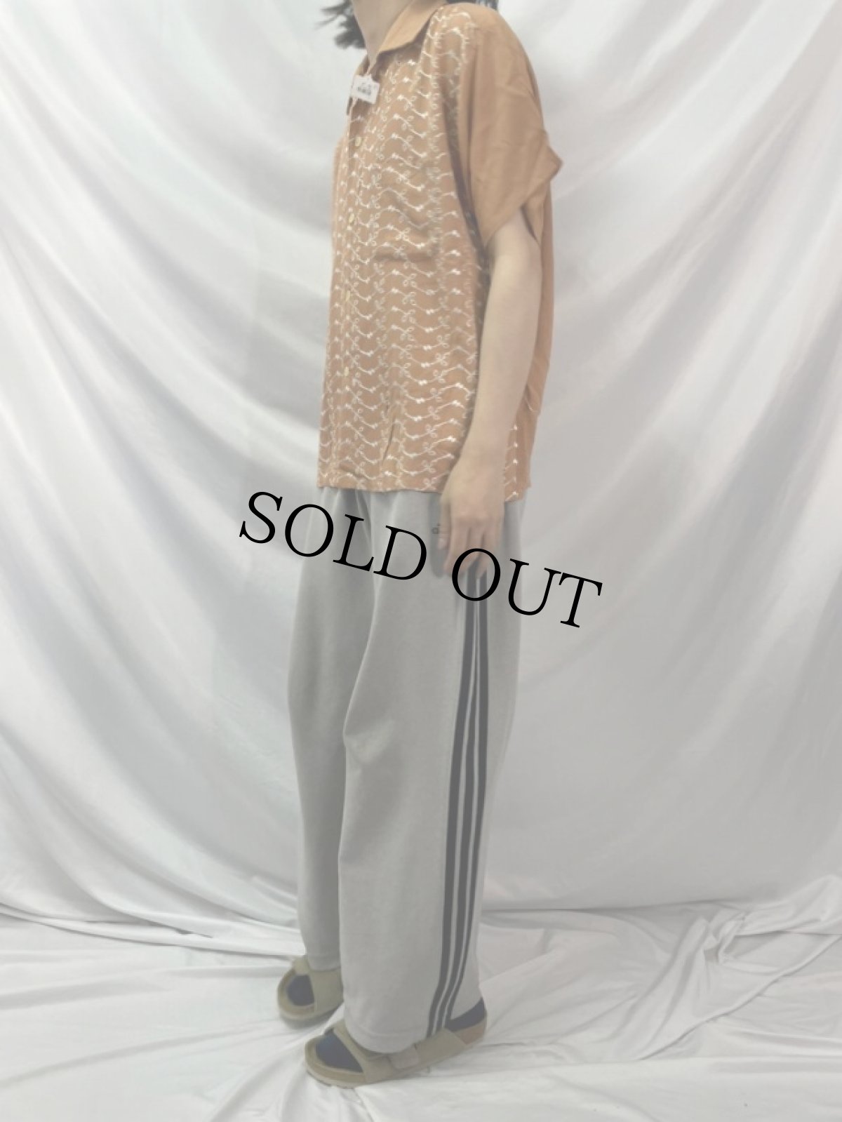 画像3: 50〜60's BUD BERMA 刺繍×パンチング オープンカラーレーヨンシャツ XL (3)