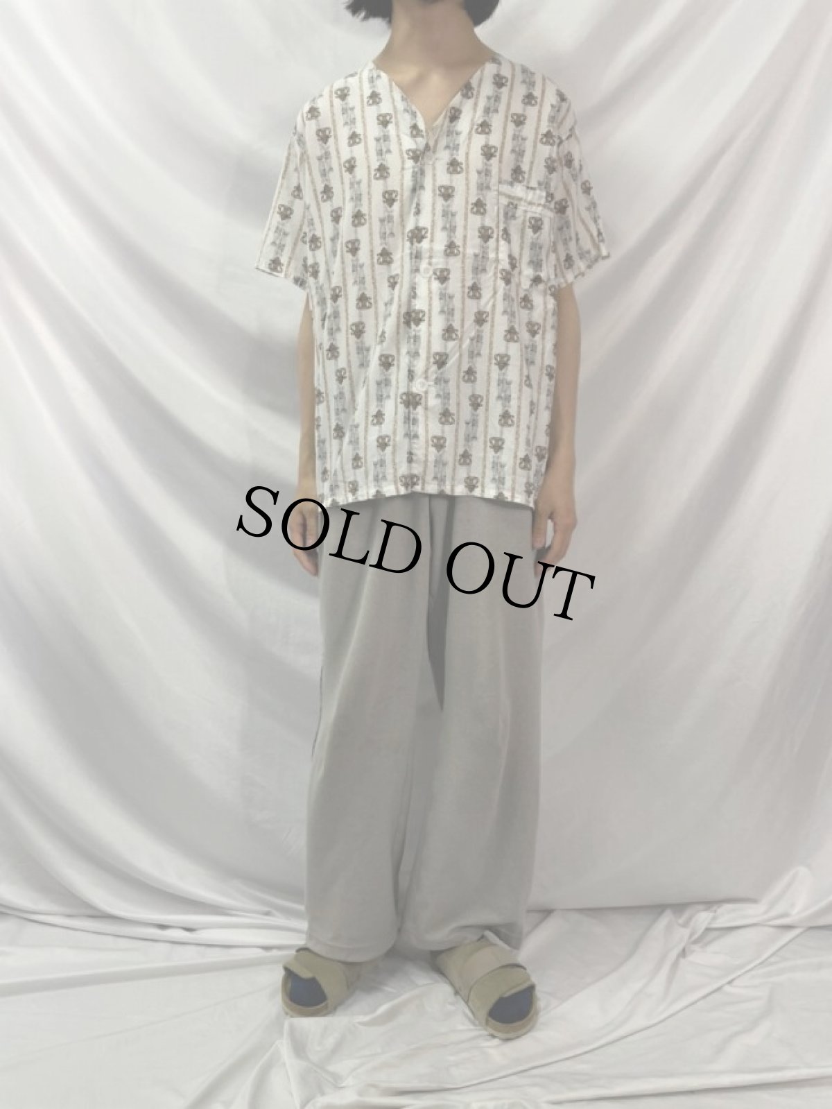 画像2: 60's BRENT 総柄コットン パジャマシャツ L (2)