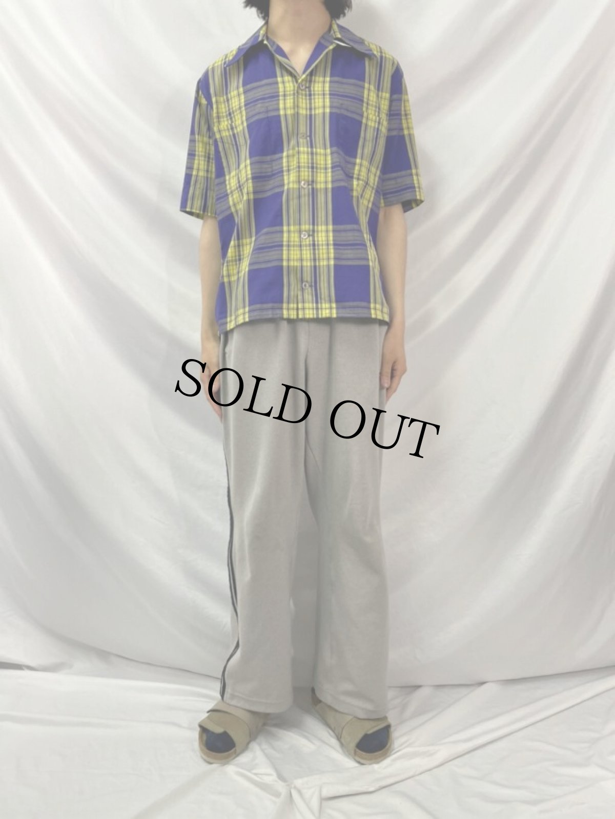 画像2: 50's DE PINNA チェック柄 オープンカラーコットンシャツ (2)