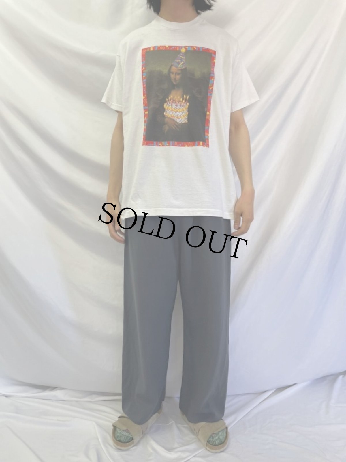 画像2: 90's USA製 モナリザ パロディプリントTシャツ XL (2)