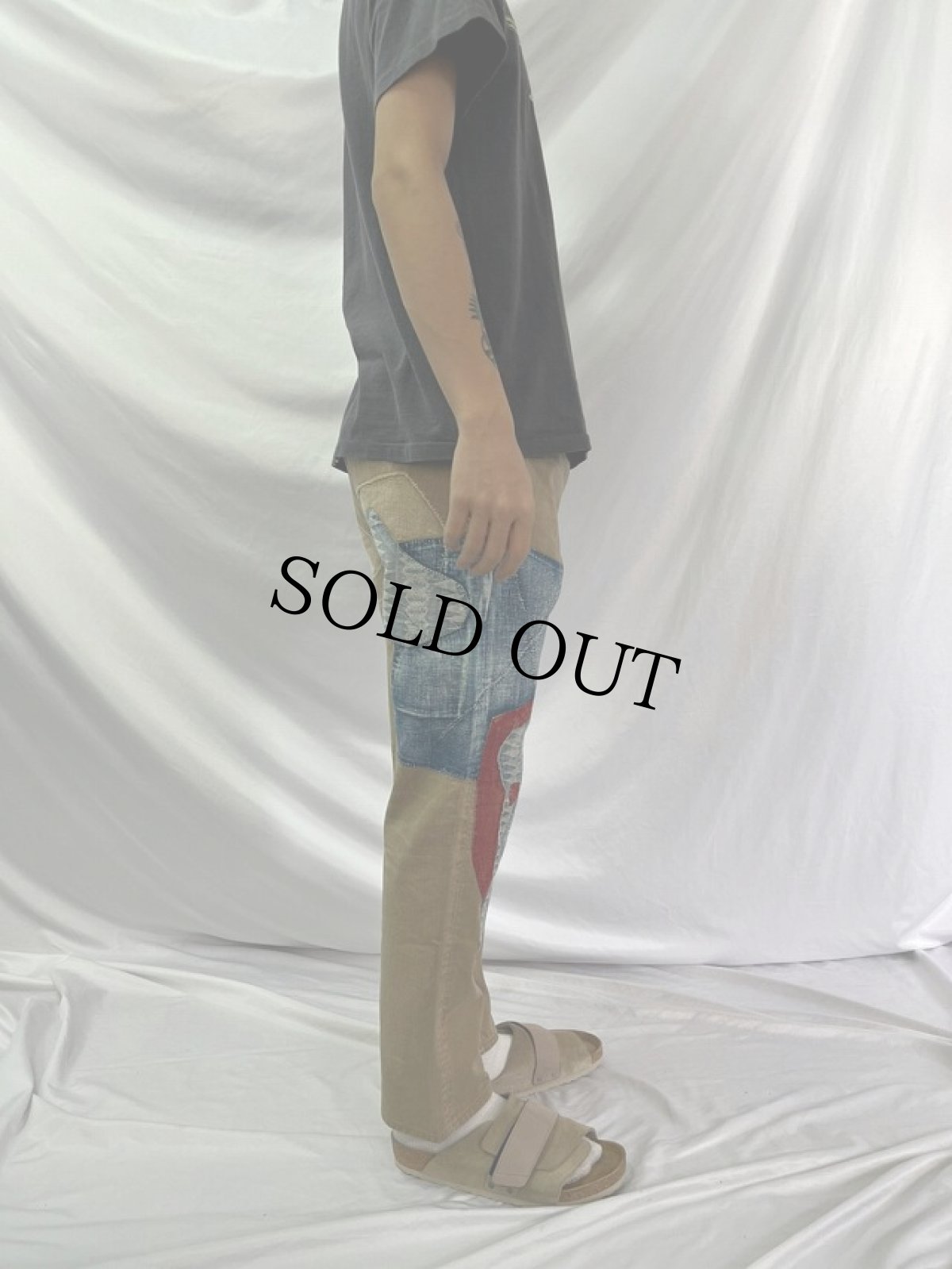 画像3: KAPITAL パッチワーク コットンパンツ W31 (3)