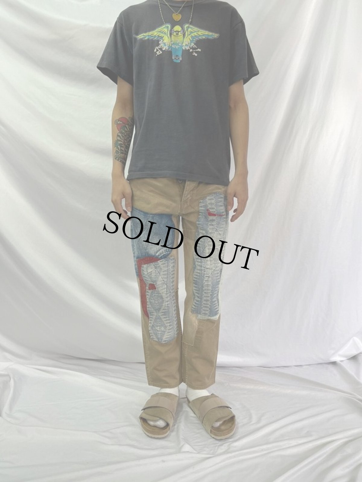 画像2: KAPITAL パッチワーク コットンパンツ W31 (2)