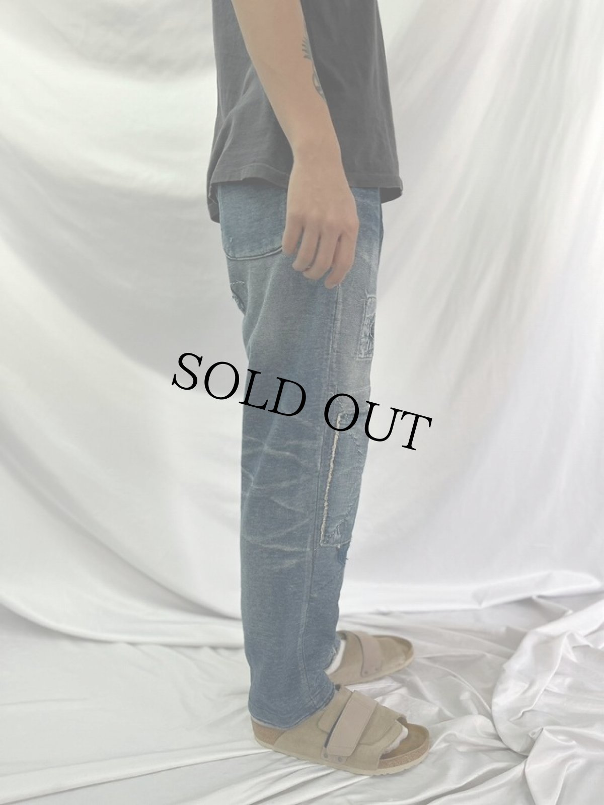 画像3: KAPITAL 襤褸加工 パッチワーク スウェットパンツ XS (3)