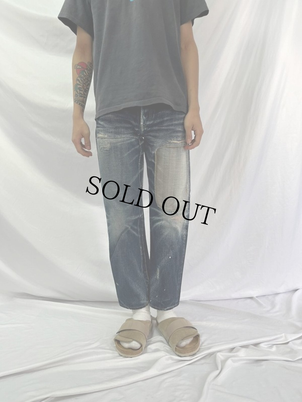 画像2: KAPITAL LEGS パッチワークデニムパンツ W29 (2)