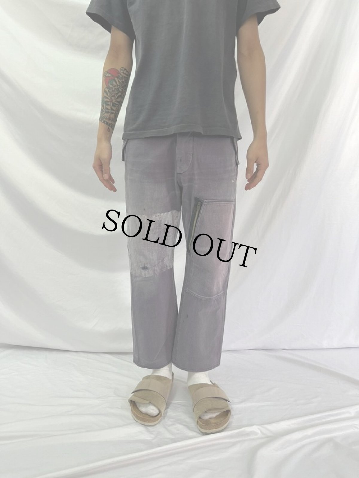 画像2: KAPITAL LEGS ペイント×カスタム コットンパンツ W30 (2)