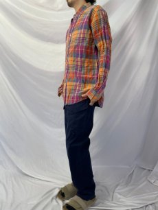 画像3: Ralph Lauren "CUSTOM FIT" チェック柄 リネンシルク ボタンダウンシャツ L (3)