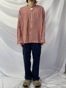 画像2: POLO Ralph Lauren ストライプ柄 チンスト付きコットンシャツ L (2)