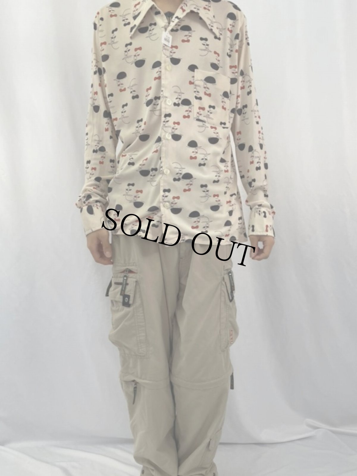 画像2: 70's 顔プリント オープンカラーシャツ (2)