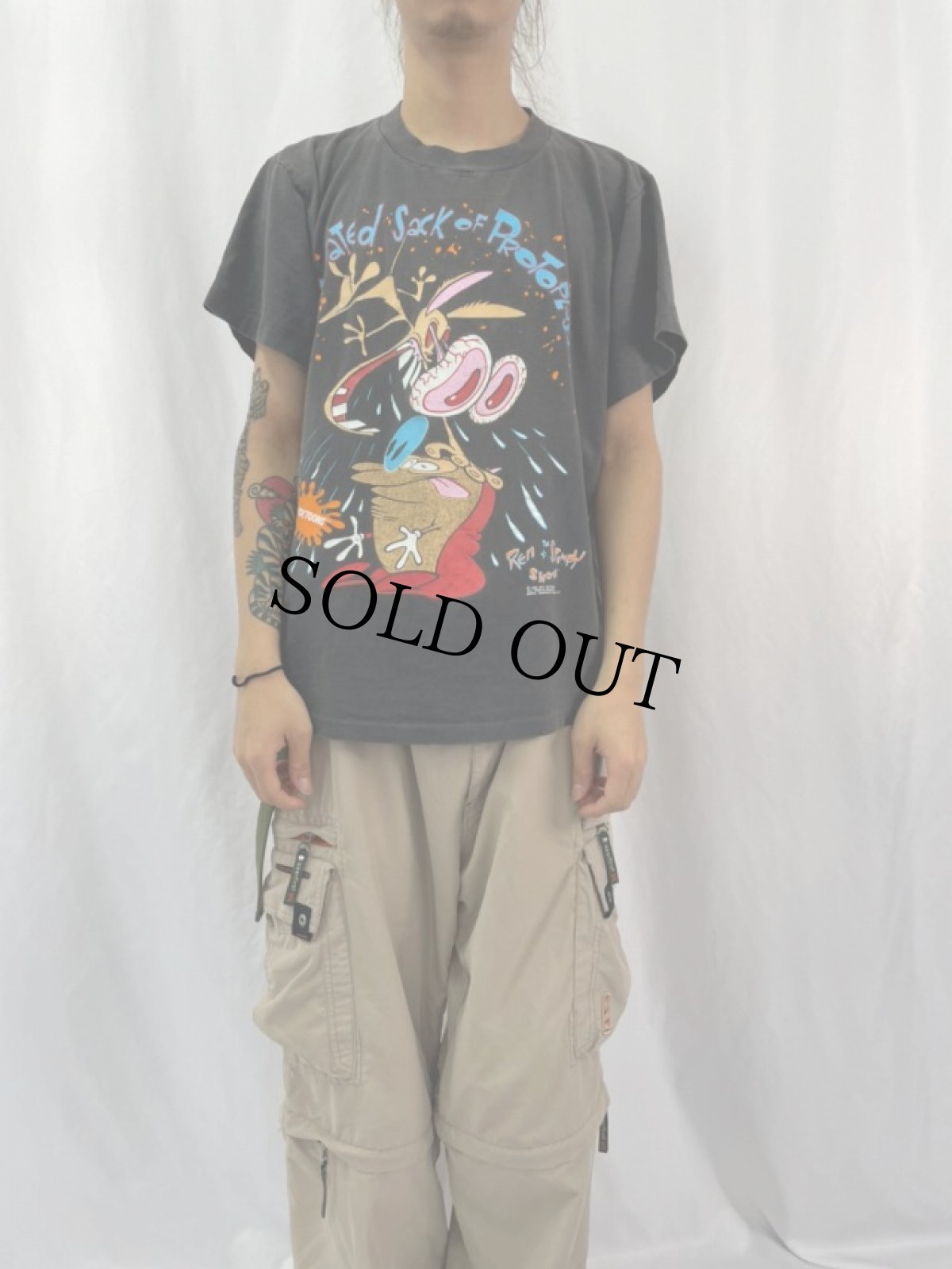 画像2: 90's The Ren and Stimpy Show USA製 キャラクターTシャツ (2)