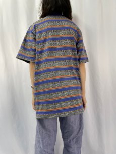 画像4: 80's Stussy USA製 ジャガードボーダー柄 ポケットTシャツ XL (4)