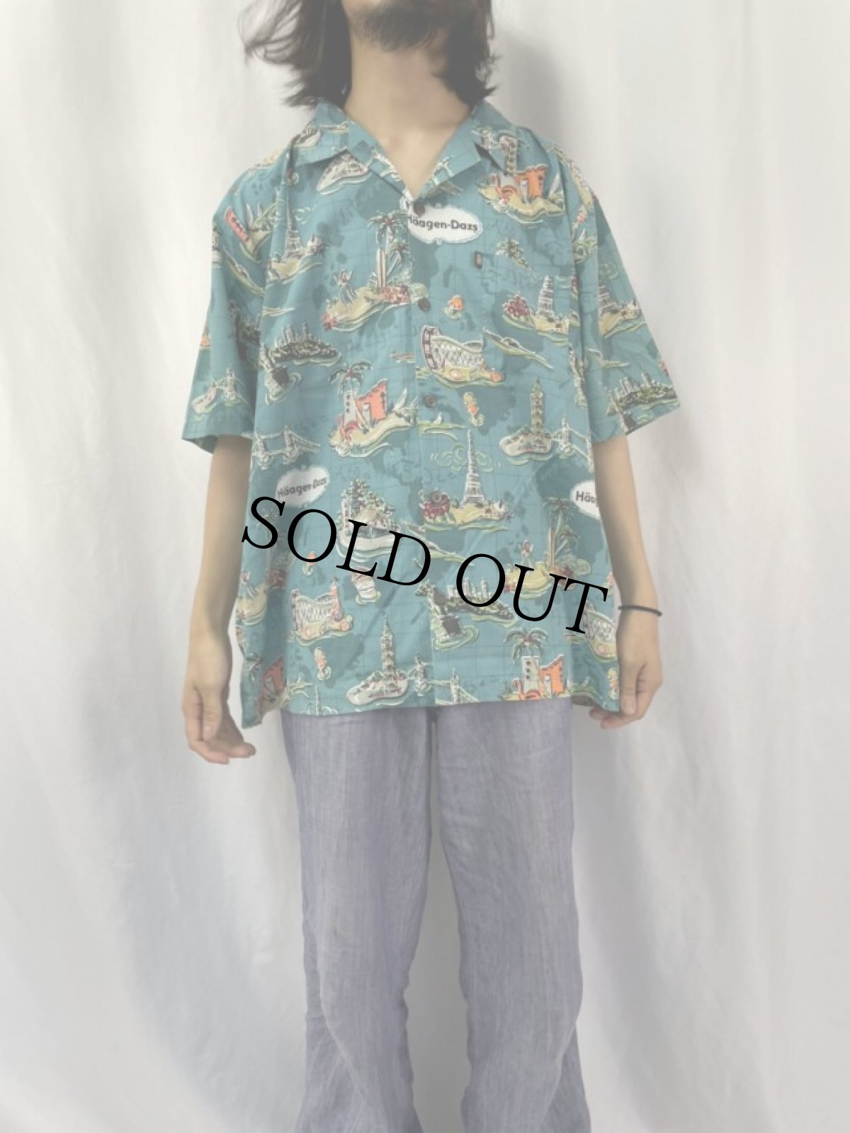 画像2: 2000’s Pineapple Connection "Haagen-Dazs" 総柄ハワイアンシャツ XL (2)