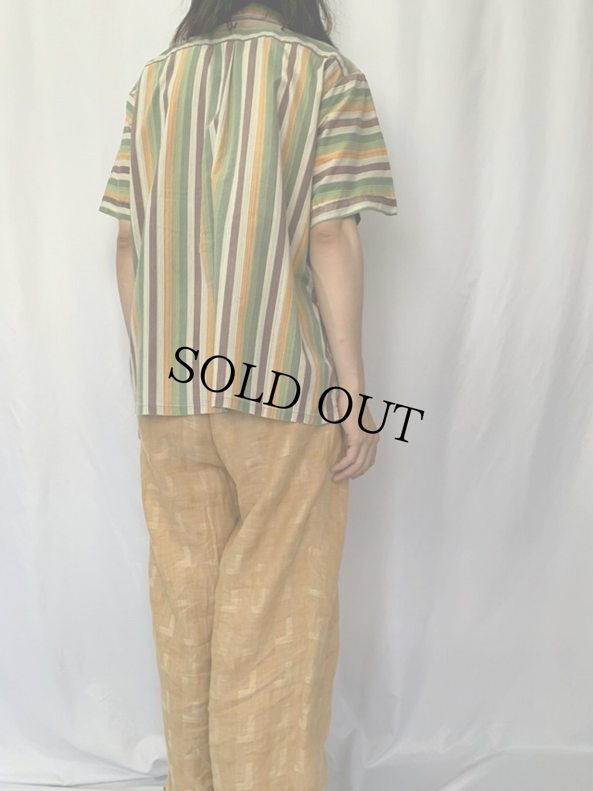 画像4: 60's Dolson ストライプ柄 ボタンダウンコットンシャツ XL (4)