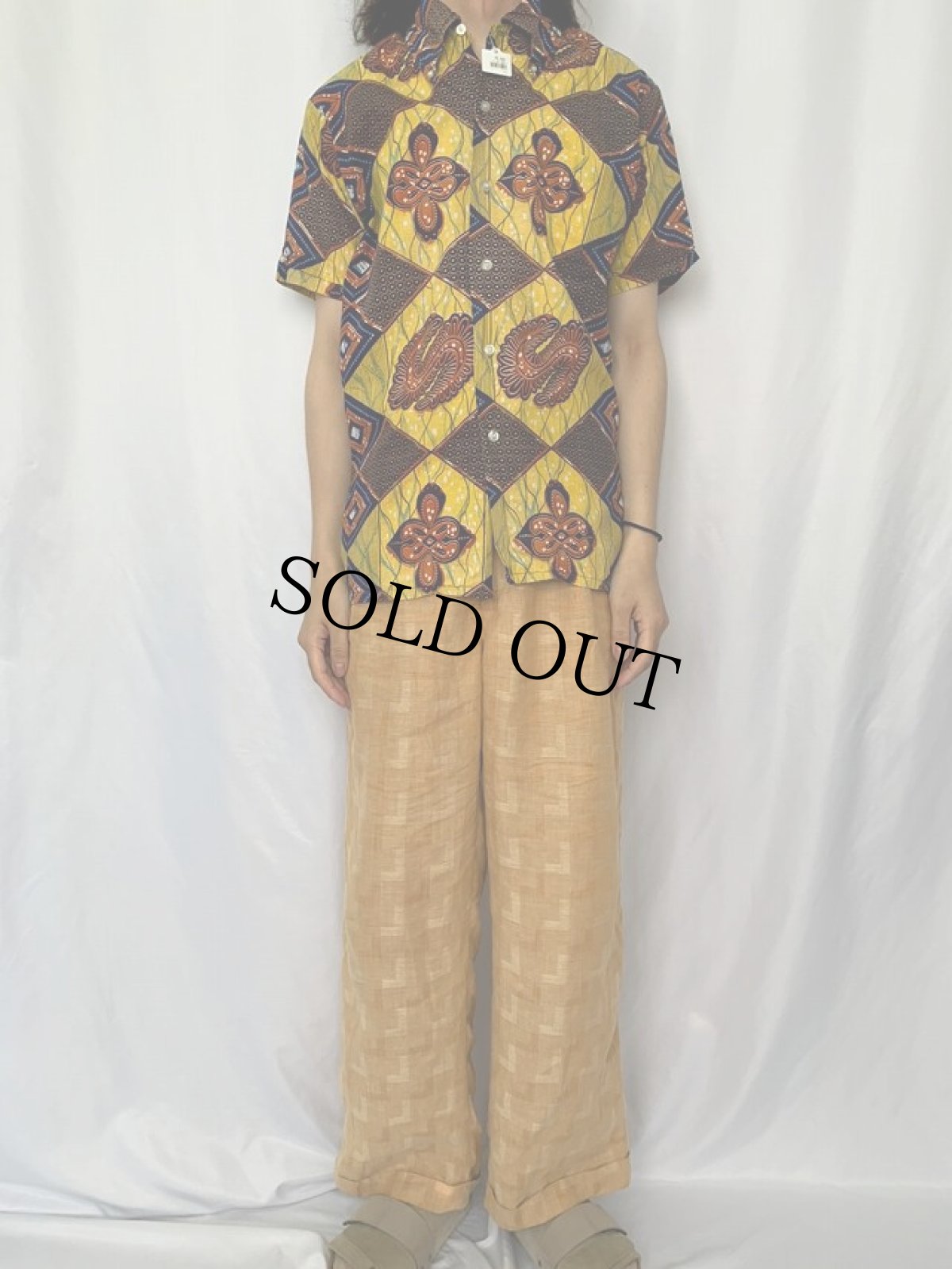 画像2: 60's CARNABY ST by Dale's バティック柄 ボタンダウンコットンシャツ M (2)