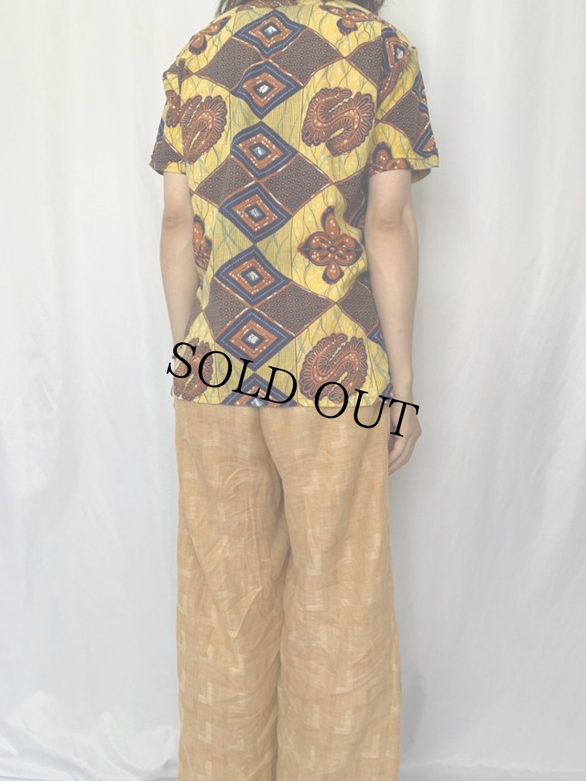 画像4: 60's CARNABY ST by Dale's バティック柄 ボタンダウンコットンシャツ M (4)