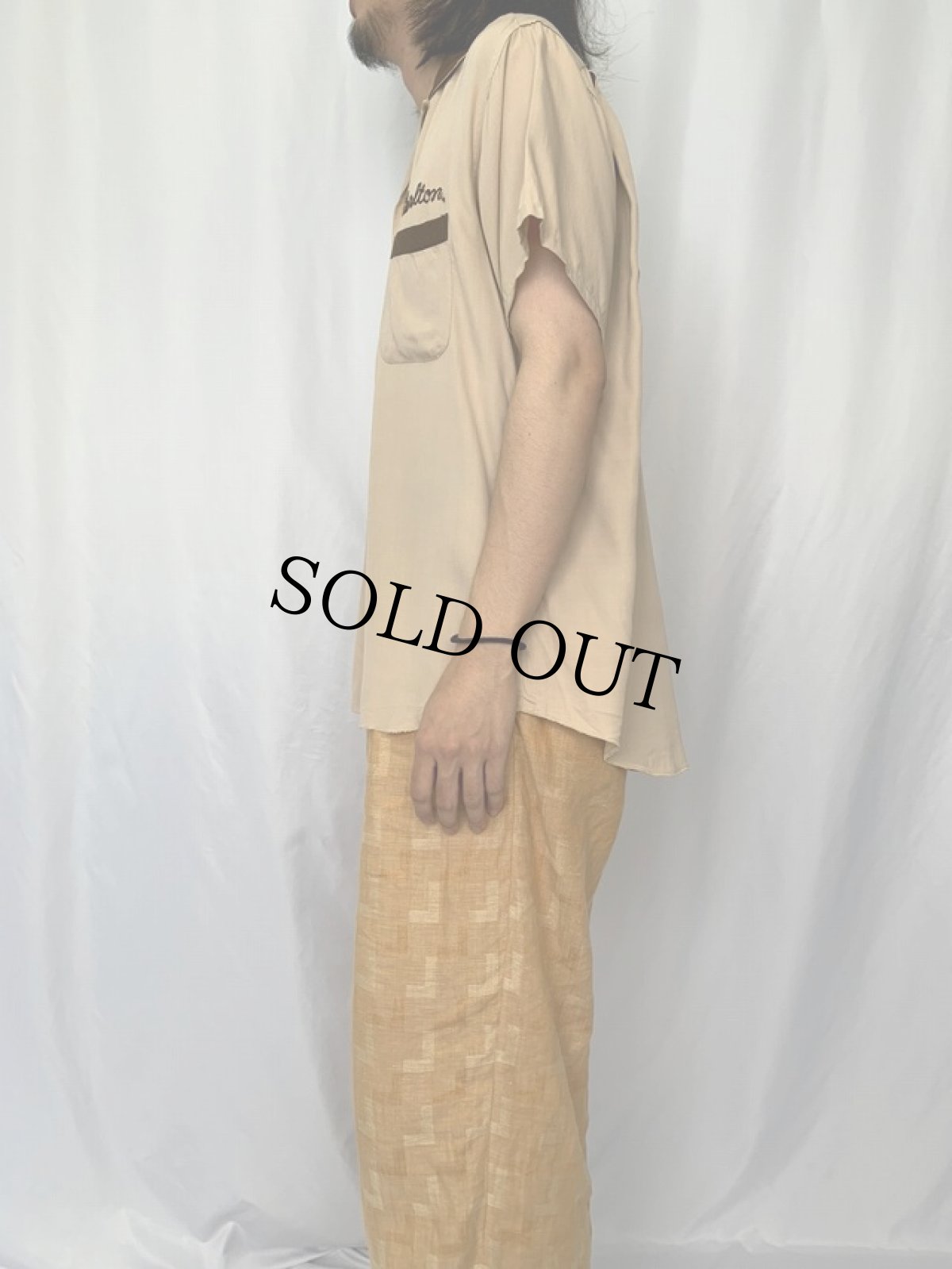 画像3: 60's Dunhill "Sheldon's Boofing-Siding" チェーン刺繍 レーヨンボーリングシャツ M (3)