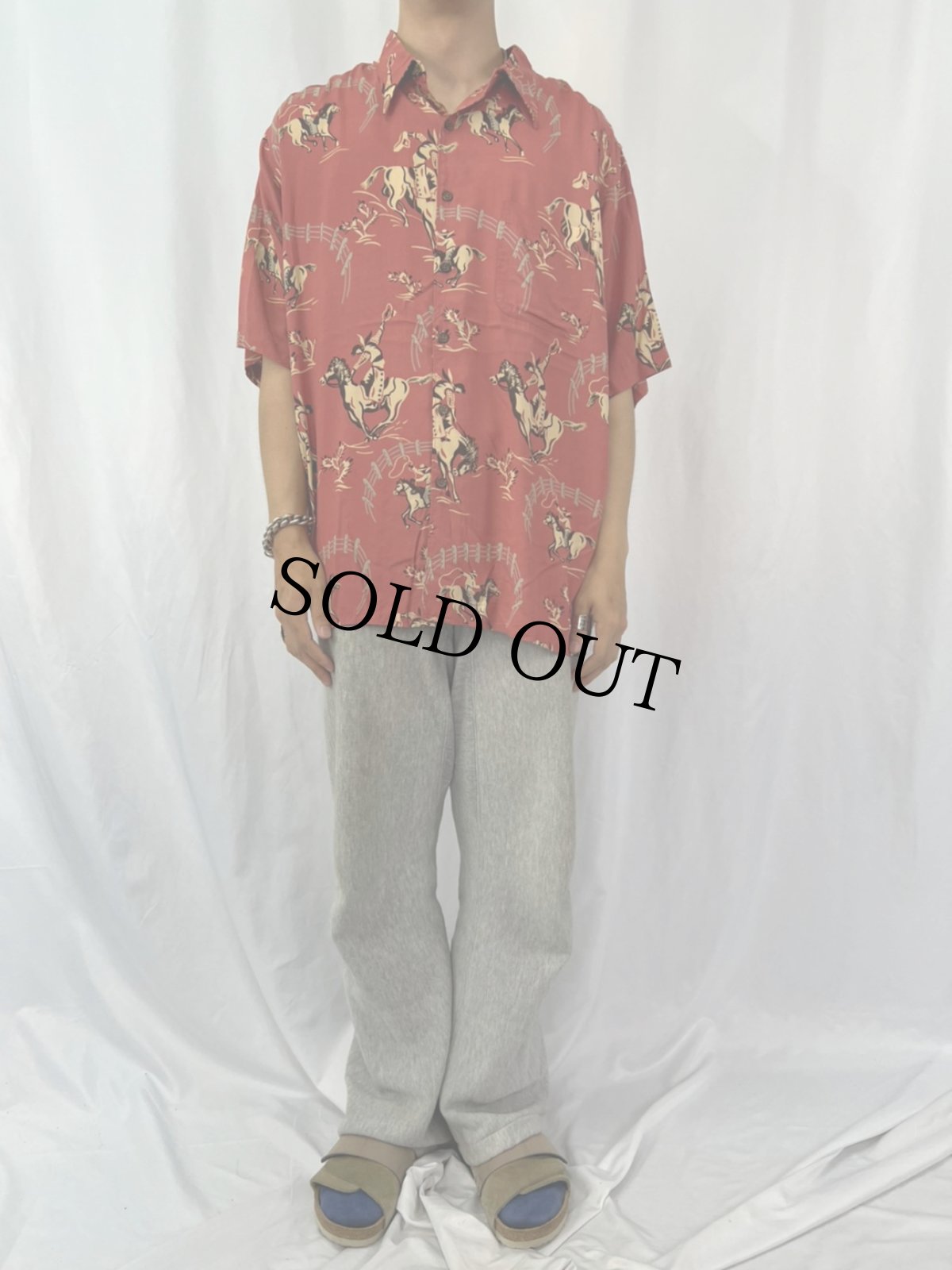 画像2: Reyn Spooner ウエスタン柄 レーヨンシャツ XL (2)