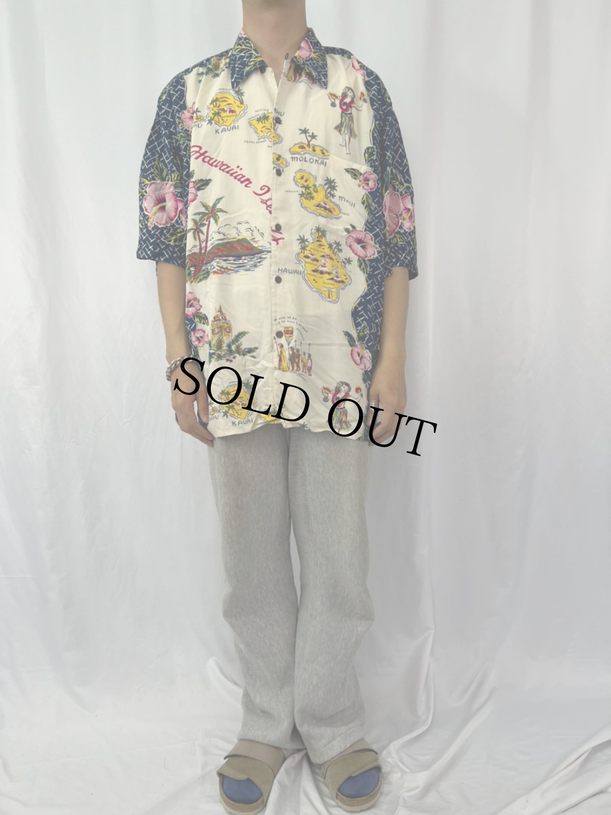 画像2: Reyn Spooner 総柄 レーヨンアロハシャツ XL (2)