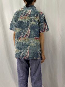 画像4: 80〜90's POLO Ralph Lauren "VINTAGE CAMP" セーリング柄 オープンカラーコットンシャツ M (4)