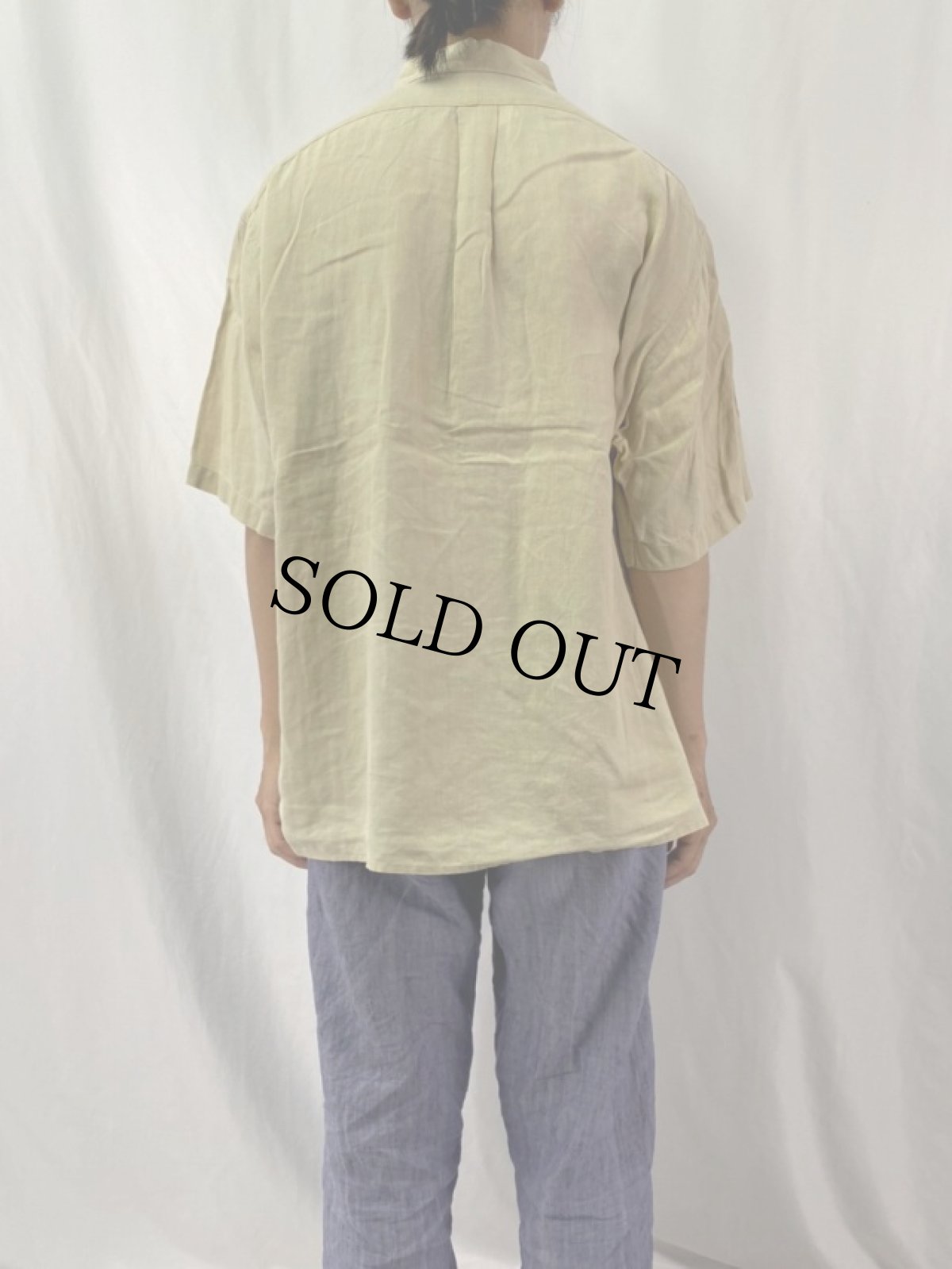 画像4: Ralph Lauren "BLAKE" リネンボタンダウンシャツ L (4)