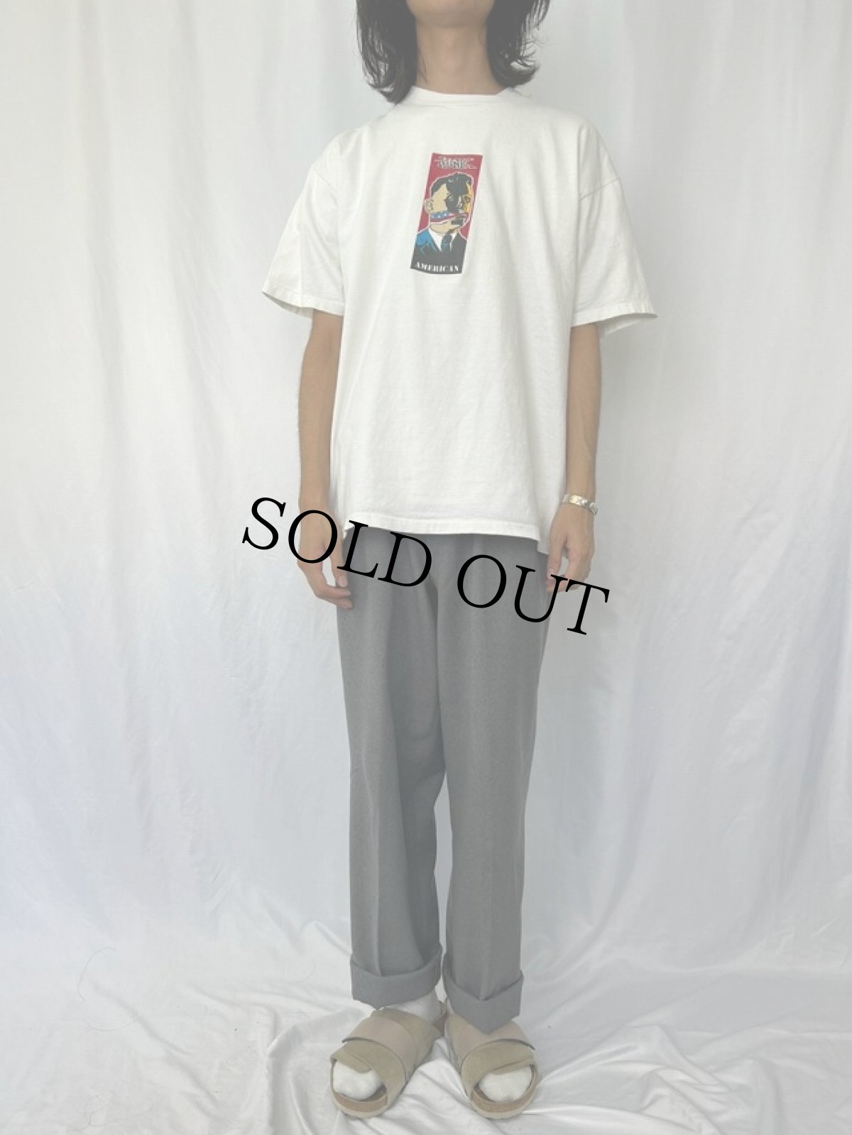 画像2: 90's "THINK " スケートブランドプリントTシャツ XL (2)