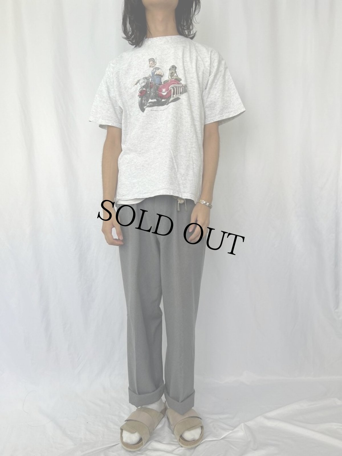 画像2: 80〜90's WALLACE & GROMIT USA製 アニメキャラクタープリントTシャツ XL (2)