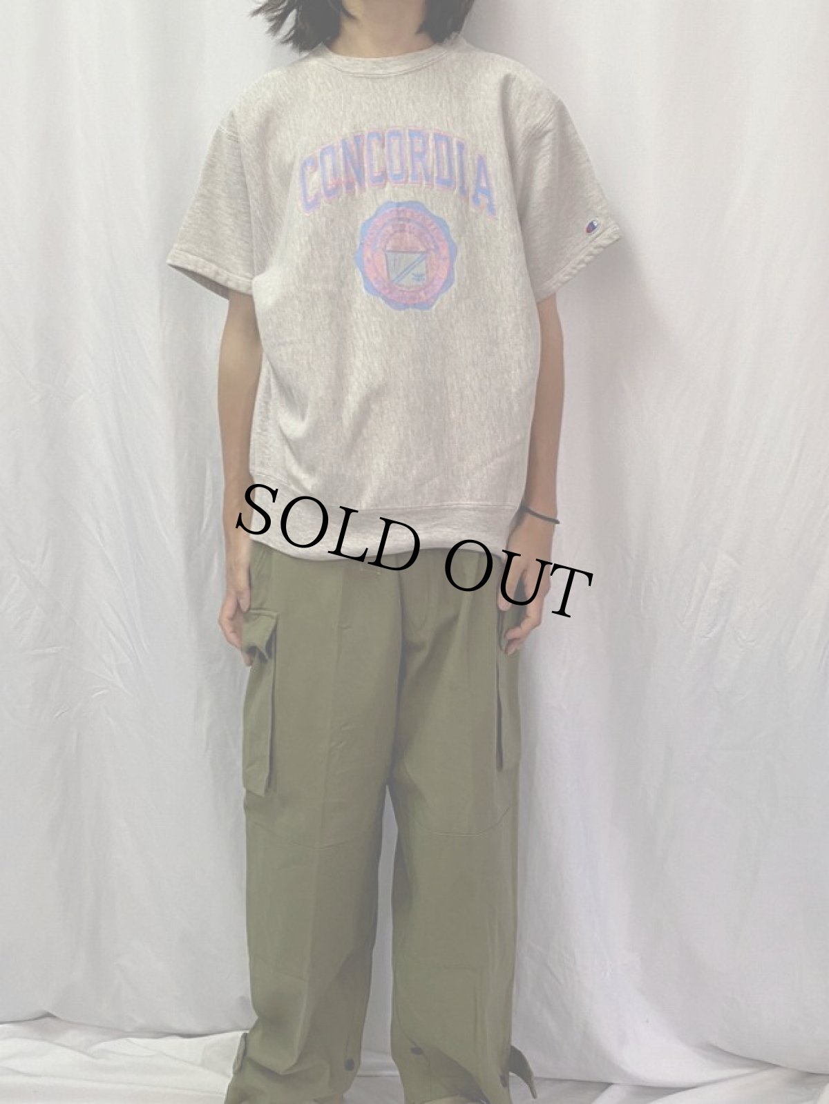 画像2: 80's Champion REVERSE WEAVE USA製 トリコタグ "CONCORDIA" 半袖スウェット XL (2)