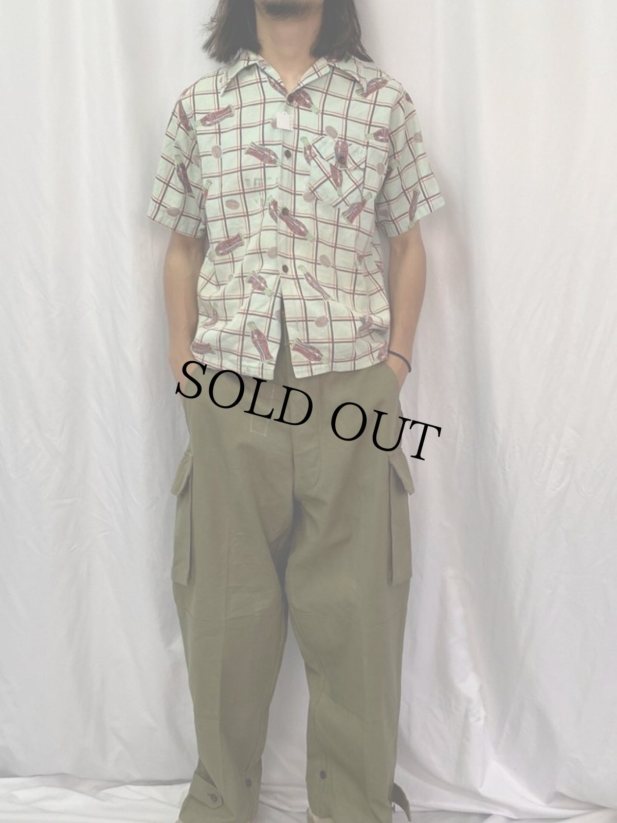 画像2: 50's Collegiate "Coca-Cola" 格子柄 オープンカラーコットンシャツ (2)