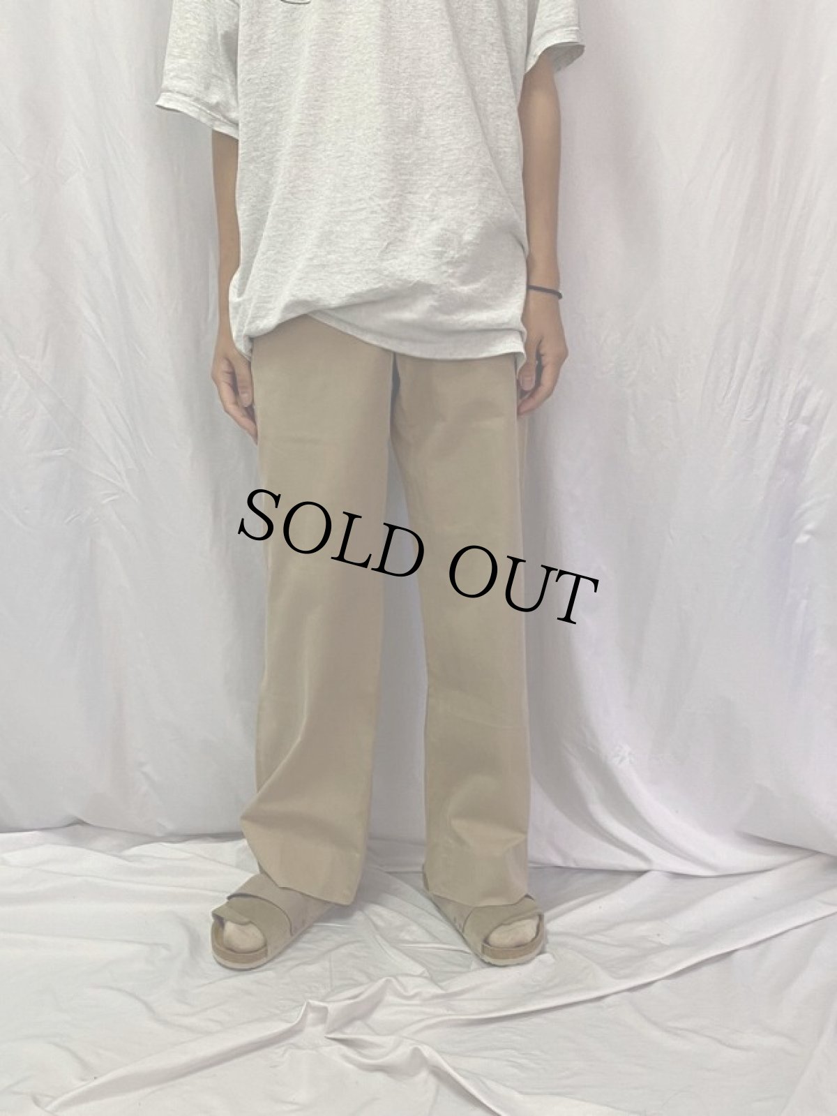 画像2: 40〜50's U.S.ARMY "ウエスト2ボタン" チノトラウザーズ W33 (2)