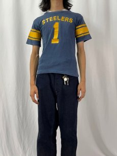 画像2: 70's Champion USA製 バータグ "STEELERS" プリントTシャツ M (2)