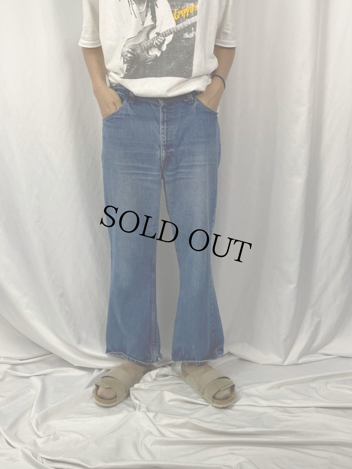 画像2: 80's Levi's 646-0217 オレンジタブ ベルボトムデニムパンツ W37 (2)