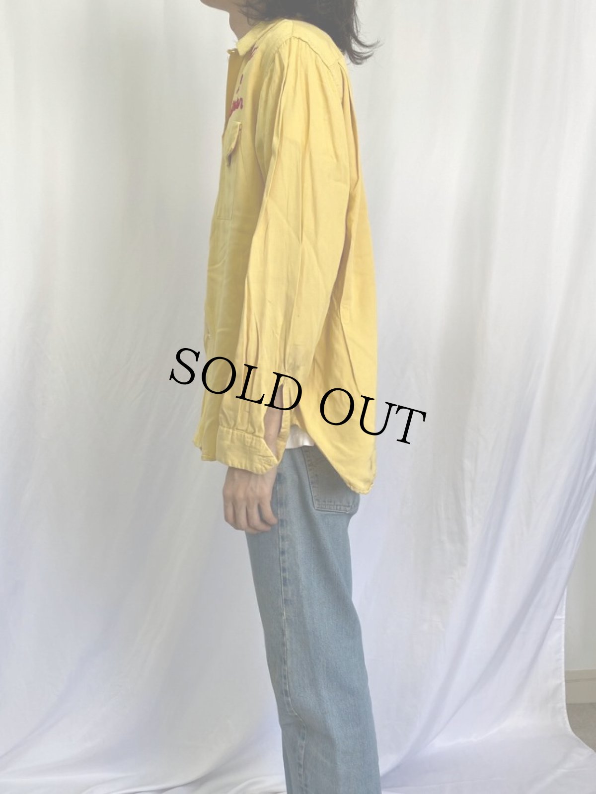 画像3: 50's Wilson USA製 "Shrine All Star" チェーン刺繍 レーヨンオープンカラーシャツ L (3)