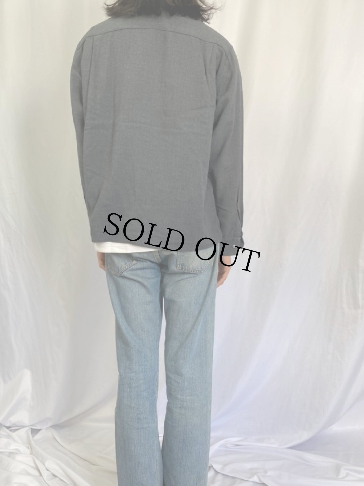 画像4: 70's〜  Da Vinci ステッチデザイン レーヨン×アセテート オープンカラーシャツ L (4)