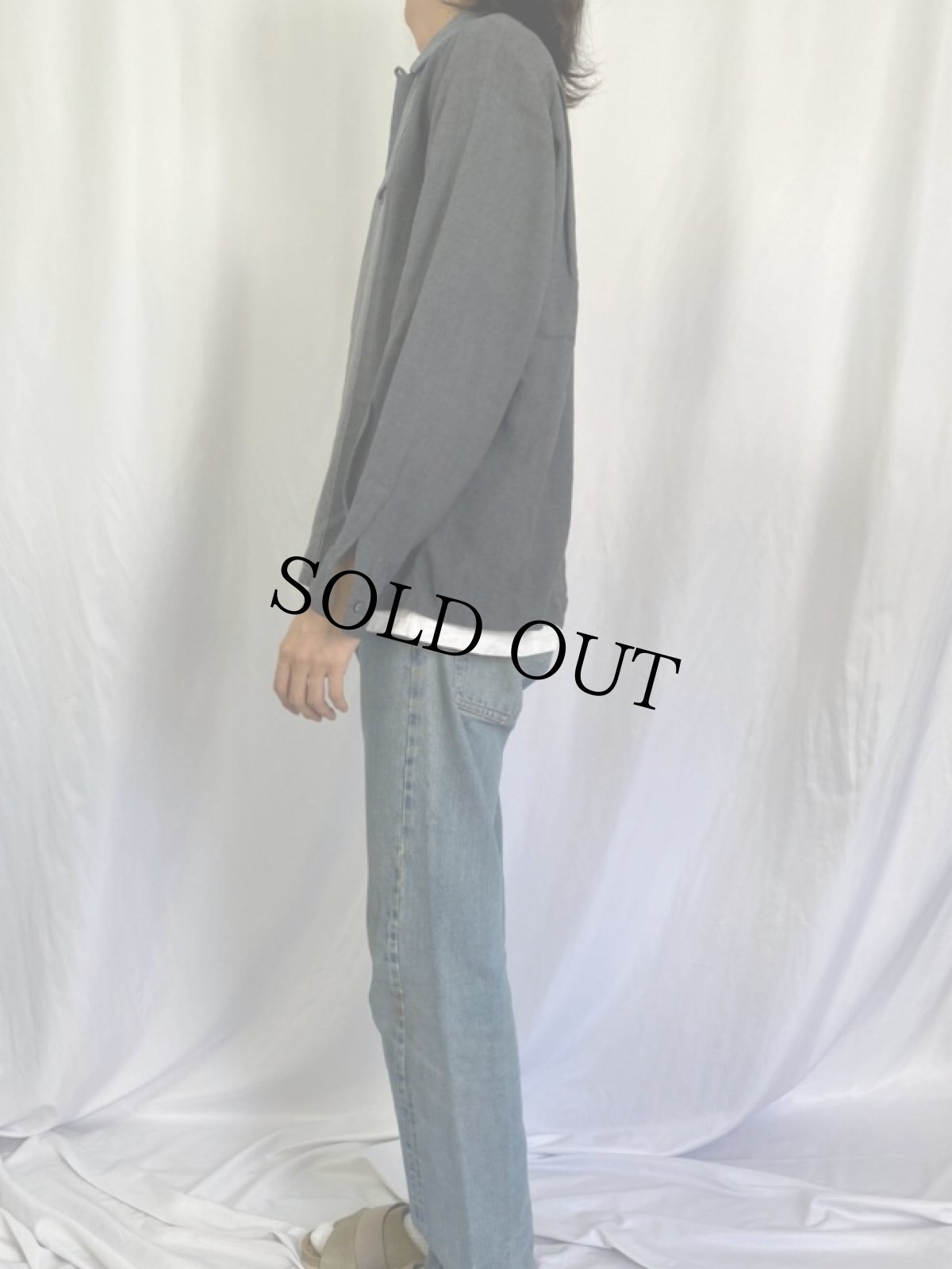 画像3: 70's〜  Da Vinci ステッチデザイン レーヨン×アセテート オープンカラーシャツ L (3)