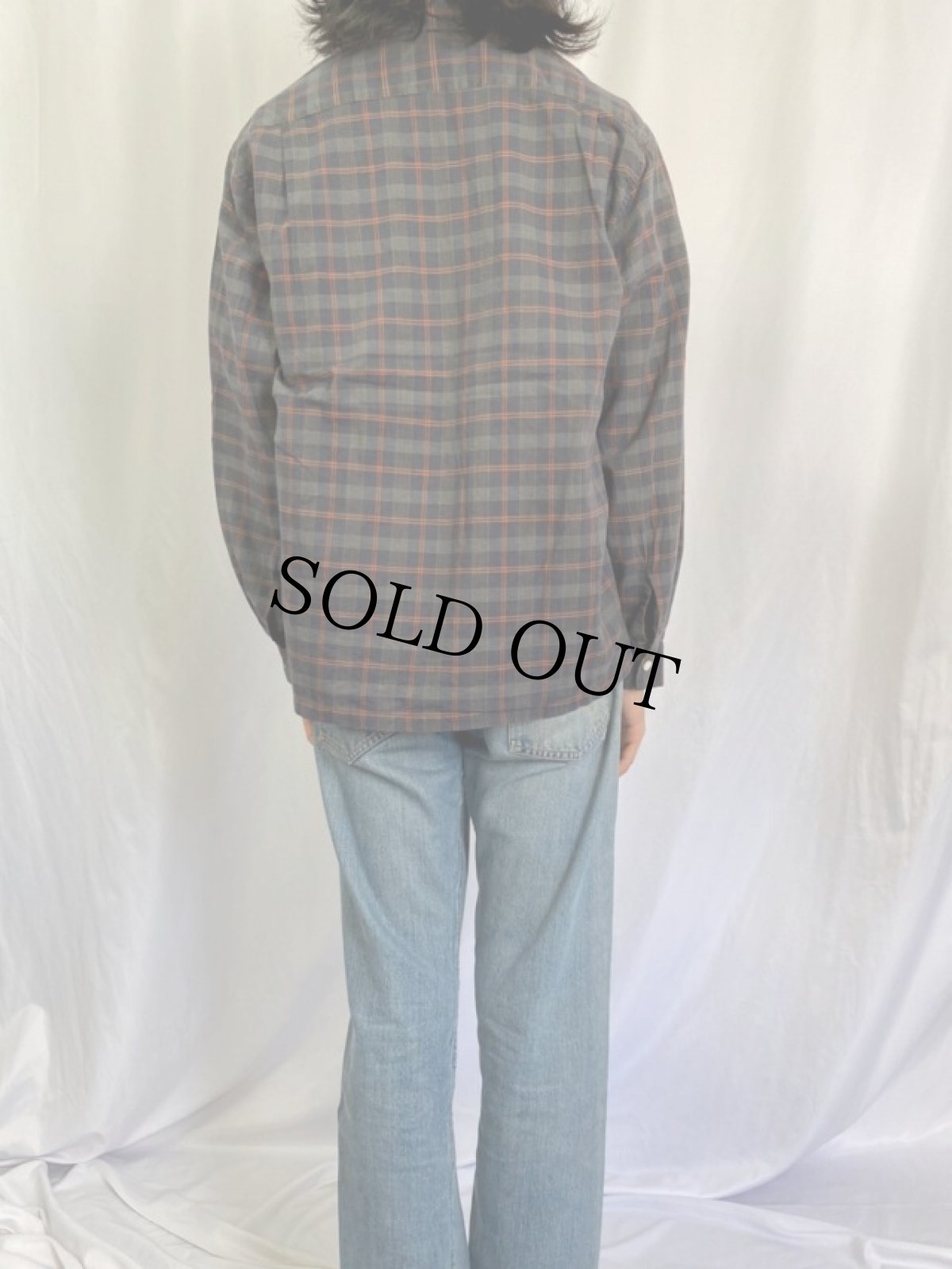 画像4: 60's McGREGOR USA製 チェック柄 オープンカラーコットンシャツ L (4)