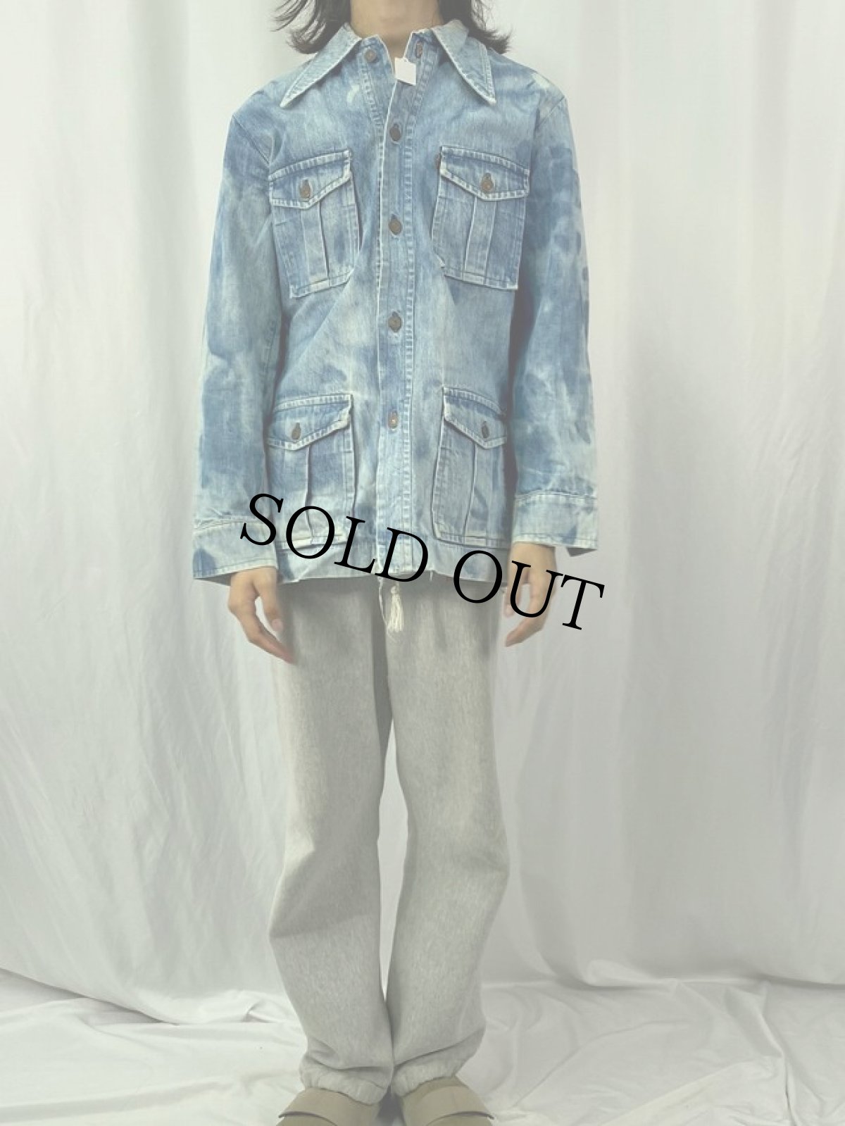 画像2: 70's LEVI'S BIGE デニムサファリジャケット (2)