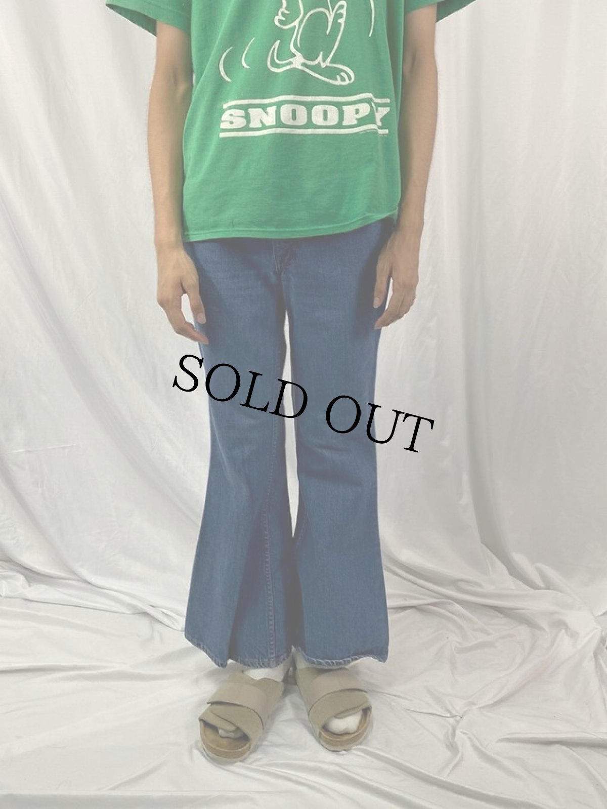 画像2: 70's 684-0217 ベルボトムデニムパンツ W30 (2)